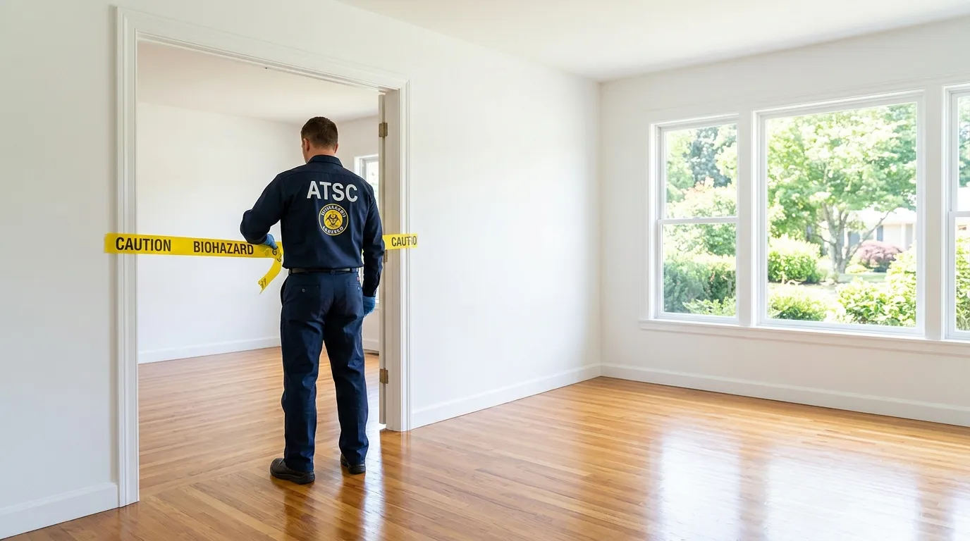 Certified biohazard cleanup crew performing Decomposition Cleanup in Santaquin